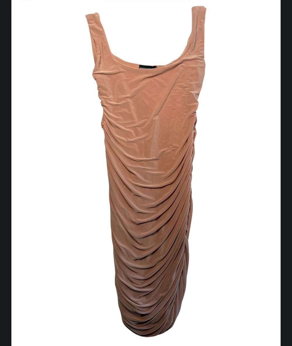 PrettyLittleThing Dusty Pink Ruched Midi Dress